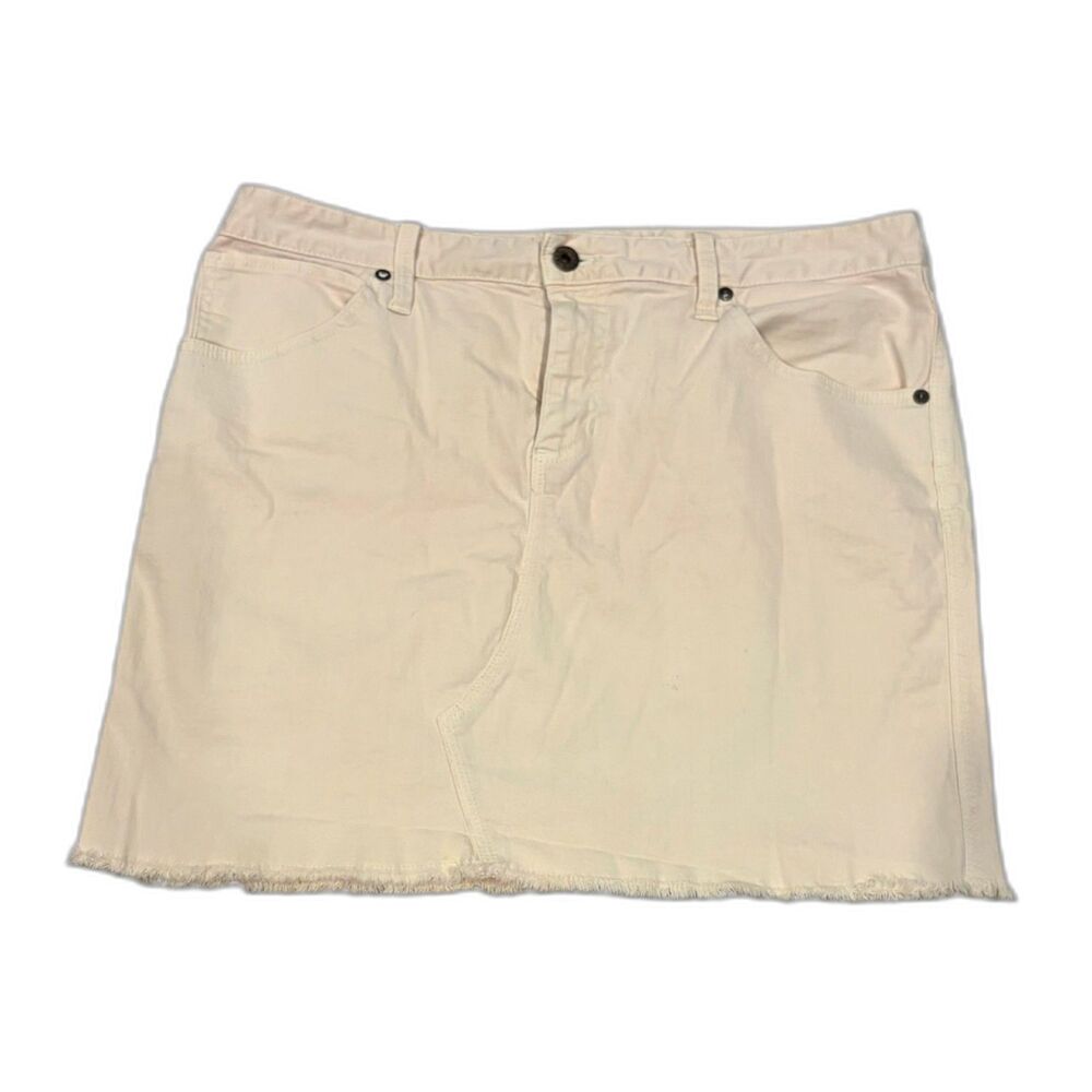 Polo Jeans Co Ralph Lauren White Denim Mini Skirt Raw Hem Women's 31